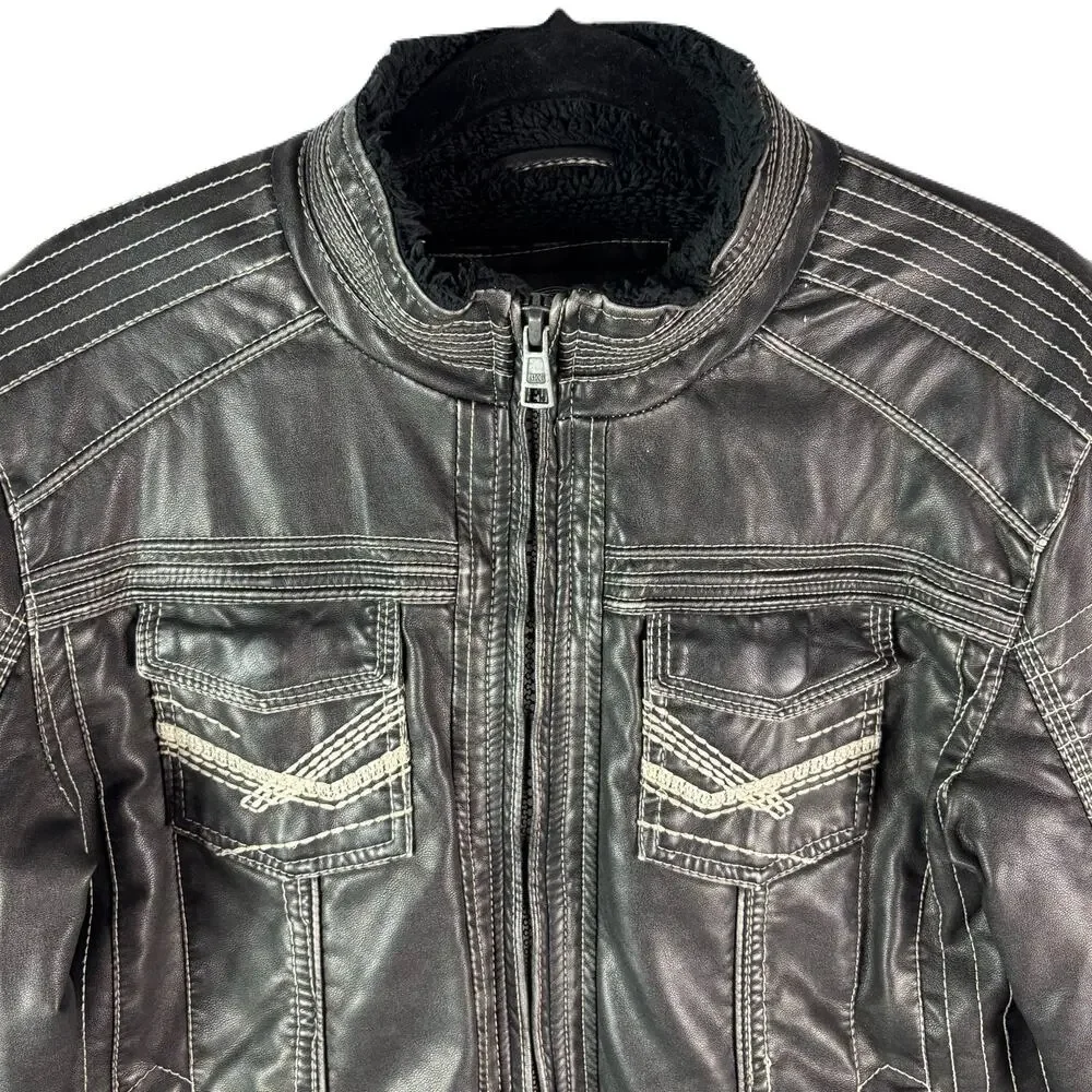 BKE "Garrison"  Faux Leather Jacket w/ Fleece Liner Size Youth Boys XL 18-20 - Picture 2 of 13
